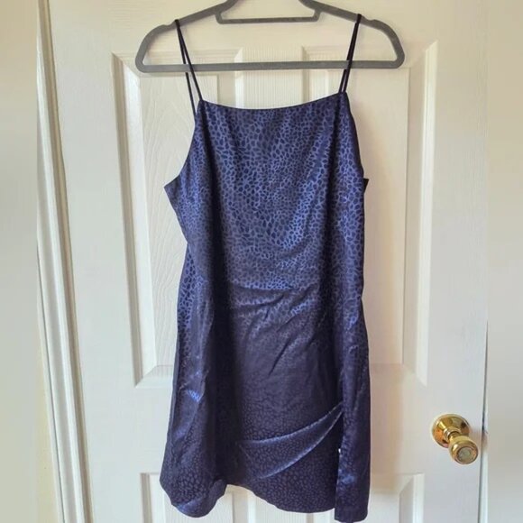 Sophie Rue Navy Slip Dress M NWT Leopard Print - Picture 7 of 7